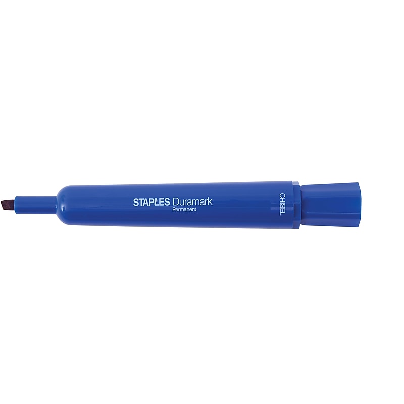 Staples DuraMark Permanent Markers, Medium Point, Blue, 12/Pack (18890) image 1