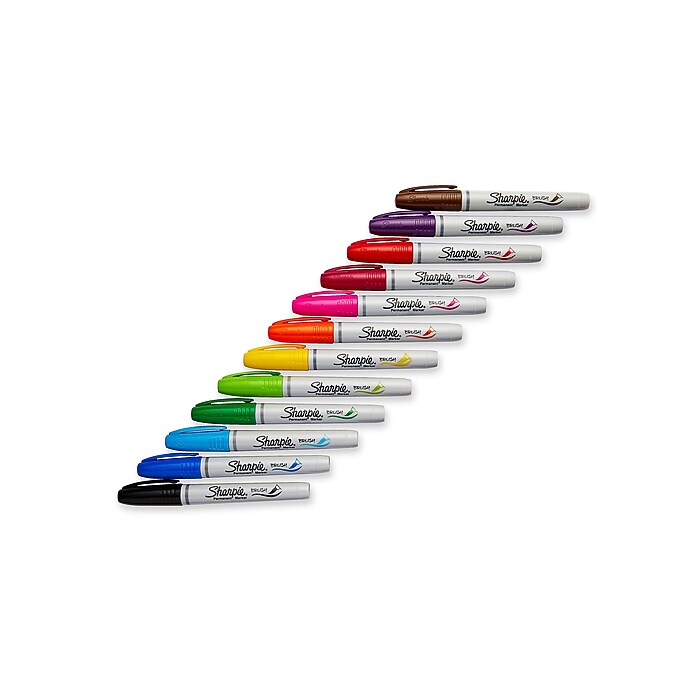 Sharpie Permanent Markers, Brush Tip, Assorted, 12/Pack (1810704