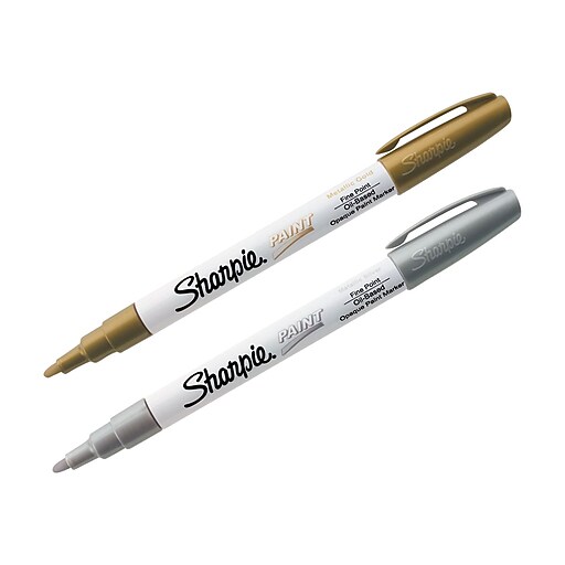 Sharpie® Paint OilBased Marker, Extra Fine, Metallic Gold and Silver