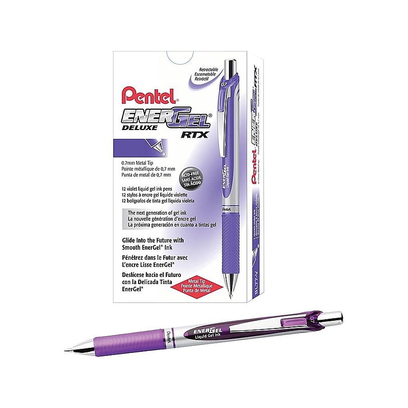 Pentel EnerGel RTX Retractable Gel Pens, Medium Point, Purple Ink, Dozen (BL77-V) image 1