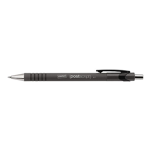 Staples Postscript Retractable Ballpoint Pens, Fine Point, Black Ink