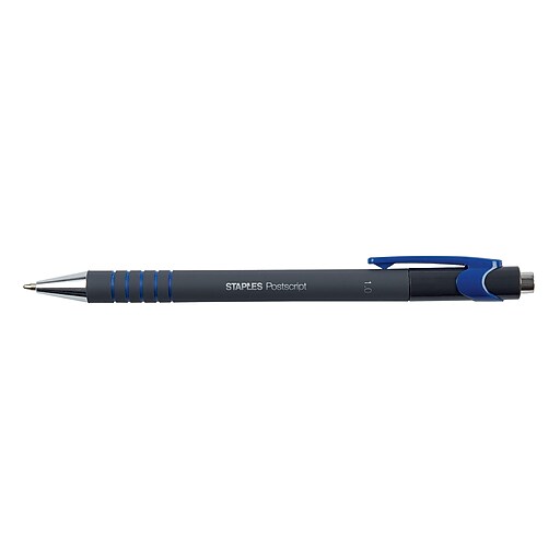 Staples Postscript Retractable Ballpoint Pens, Medium Point, Blue Ink