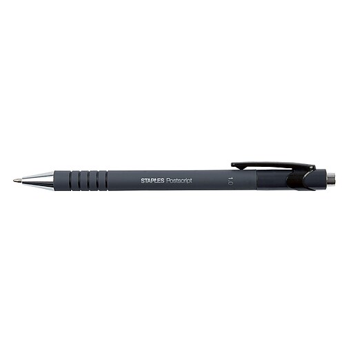 Staples Postscript™ Retractable Ballpoint Pens, Medium Point, Black