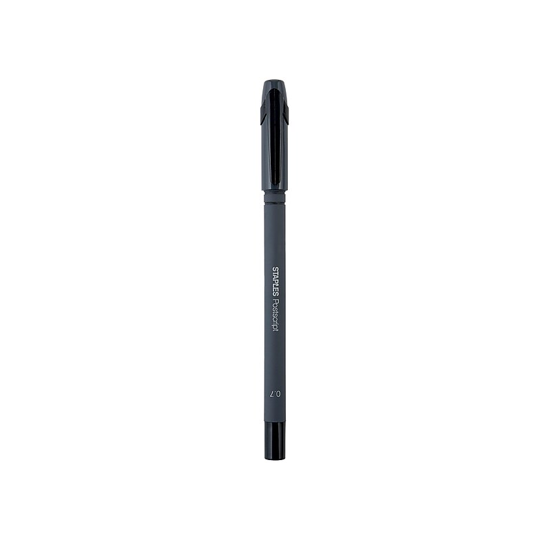 Staples Postscript Ballpoint Pens, Fine Point, Black Ink, Dozen (18274) image 1