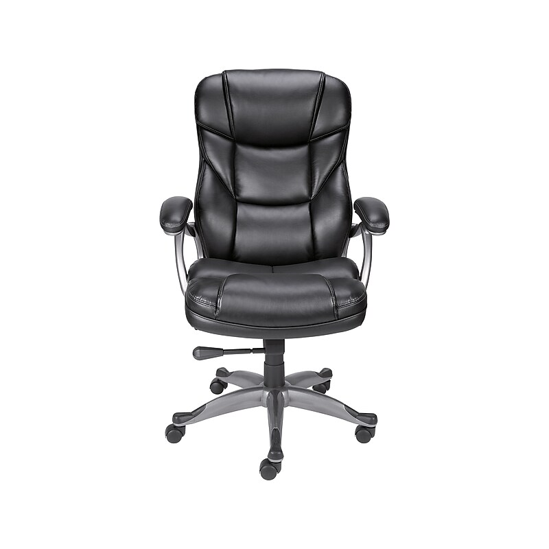 Staples Osgood High-Back Ergonomic Bonded Leather Swivel Manager Chair, Black (61305-CC) image 1