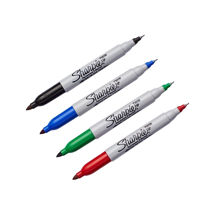 Sharpie Permanent Markers, Twin Tip, Assorted, 4/Pack (32174