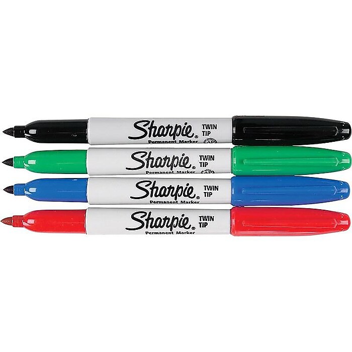Sharpie Permanent Markers, Twin Tip, Assorted, 4/Pack (32174