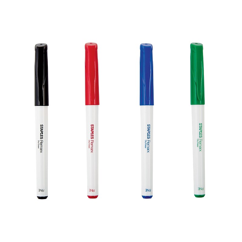 Staples Remarx Dry Erase Markers, Fine Point, Assorted, 4/Pack (29207) image 1