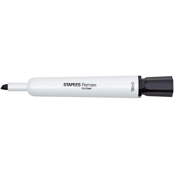 Staples Remarx Dry-Erase Markers, Chisel Tip, Black, 12/Pack