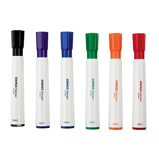 STAPLES® REMARX® DRY ERASE TANK MARKERS CHISEL ASSORTED 12PK (29212) at
