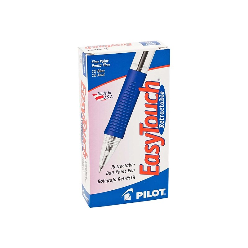 Pilot EasyTouch Retractable Ballpoint Pens, Fine Point, Blue Ink, Dozen (32211) image 1