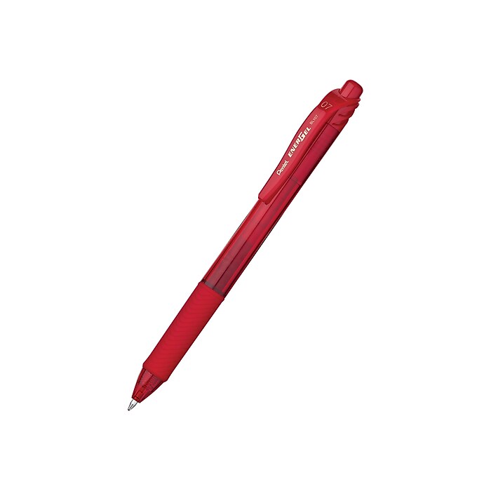 Pentel EnerGel-X Retractable Gel Pens, Medium Point, Red Ink, 12