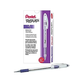 Pentel R.S.V.P. Ballpoint Pens, Fine Point, Blue Ink, Dozen (BK90