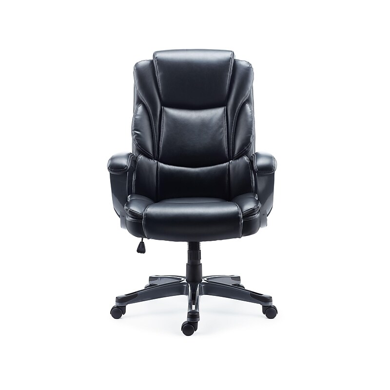Staples Mcallum Ergonomic Bonded Leather Swivel Manager Chair, Black (51473) image 1
