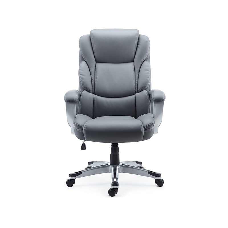 Staples Mcallum Ergonomic Bonded Leather Swivel Manager Chair, Gray (51474) image 1