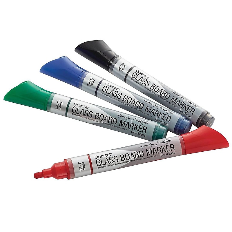 Quartet Glass Board Dry Erase Markers, Bullet Tip, Assorted, 4/Pack (79552) image 1