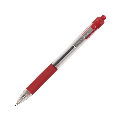 Staples Retractable Ballpoint Pens, Medium Point, Red Ink, Dozen (28563