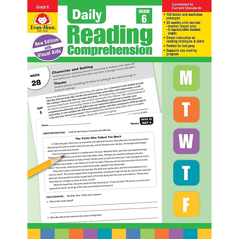 Evan-Moor Daily Reading Comprehension, Grade 6, Teacher's Edition, Print (9781629384795) image 1