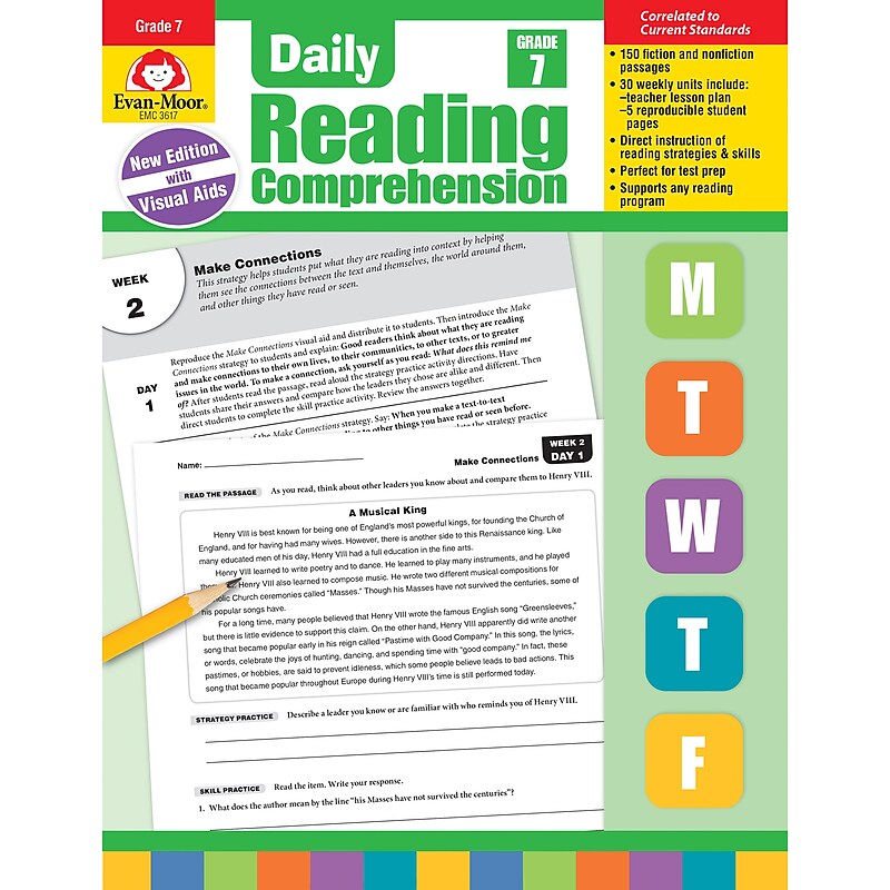 Evan-Moor Daily Reading Comprehension, Grade 7, Teacher's Edition, Print (9781629384801) image 1