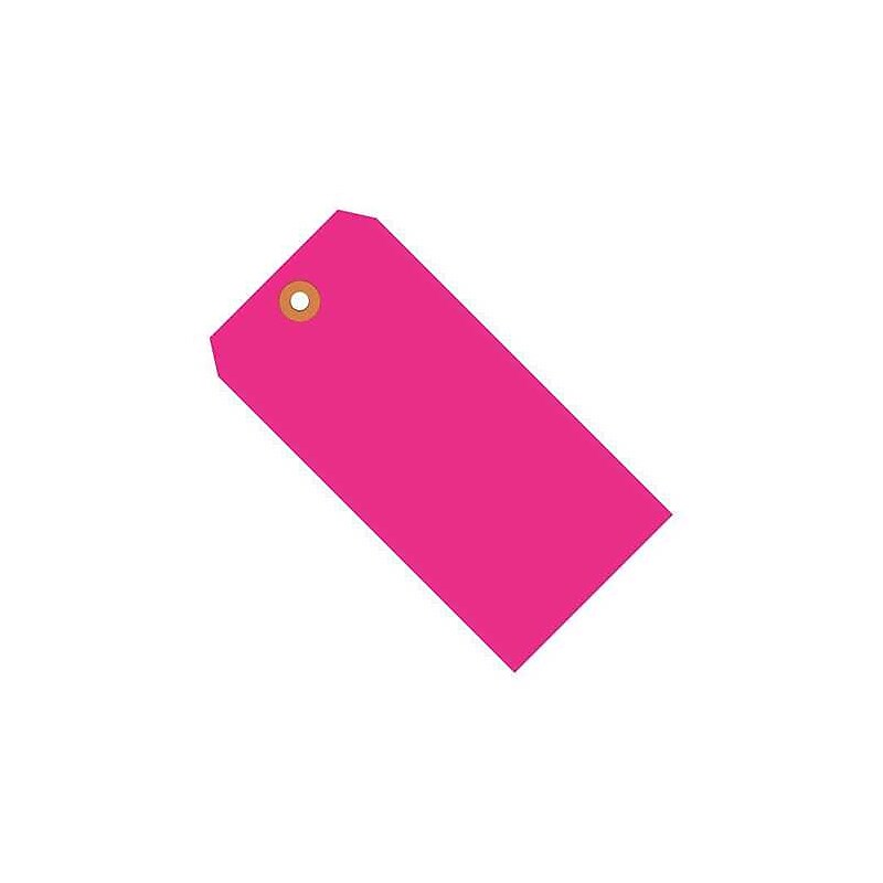 4 1/4" x 2 1/8" - Fluorescent Pink 13 Pt. Shipping Tag, 1000/Case image 1