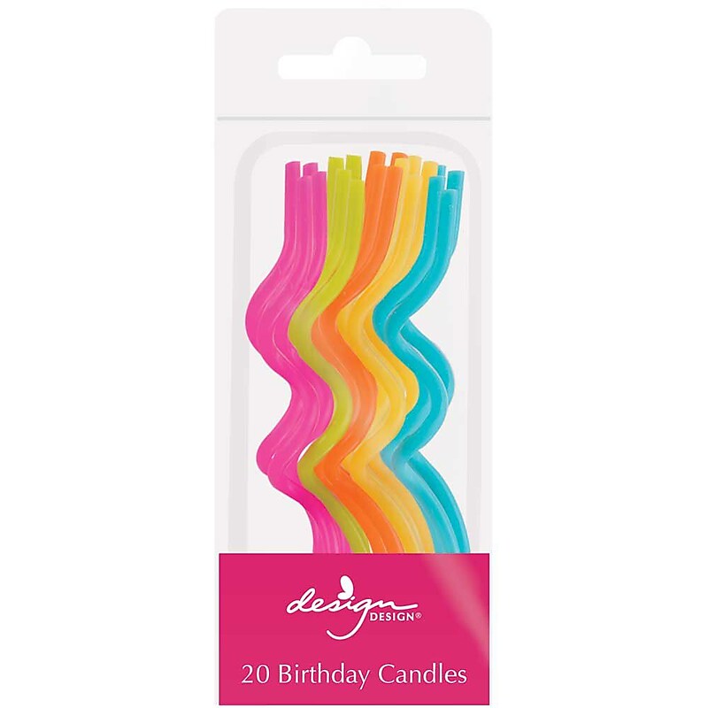 JAM Paper® Birthday Candle Sticks, 3 1/8 x 1/8, Twisted Style, Yellow, Fuchsia Pink, Blue, Green & Orange, 20/Pack (52675607349) image 1