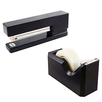 JAM PaperOffice & Desk Sets, Stapler and Tape Dispenser, 20 Sheet Capacity, Black (3378BK)