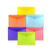 JAM Paper® Plastic Envelopes with Snap Closure, Letter Size, Assorted Colors, 6/Pack (218S0RGBYPCL)