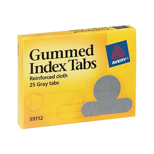 Avery Round Gummed Index Tabs w/ Reinforced Cloth, 1/2", Gray, 25/Box