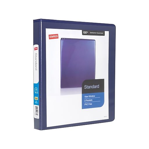 Staples Standard 1" 3-Ring View Binder, Blue (26433-CC)