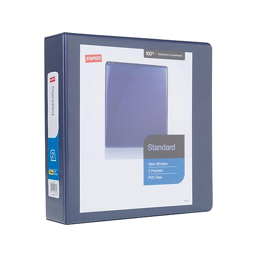 2" Staples® Standard View Binder with DRings, Blue at Staples