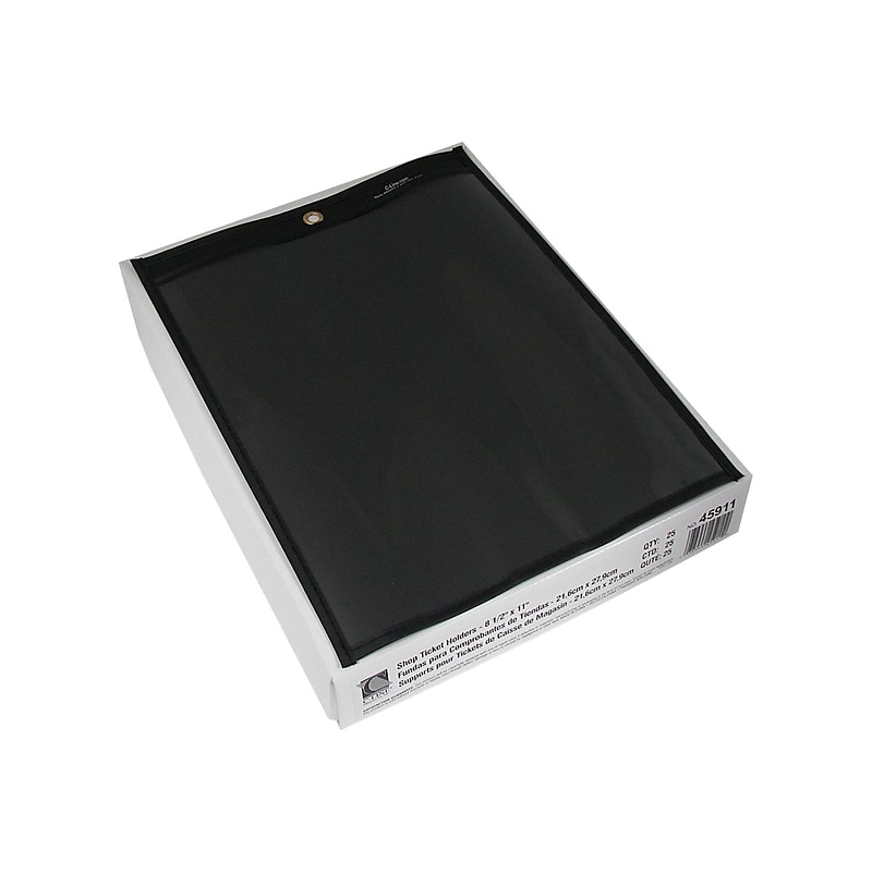 C-Line Shop Ticket Holders, 8-1/2" x 11", Clear with Black Back, 25/Box (45911) image 1