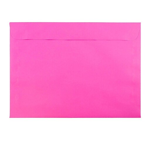 JAM Paper® 9 x 12 Booklet Colored Envelopes, Ultra Fuchsia Pink, 50