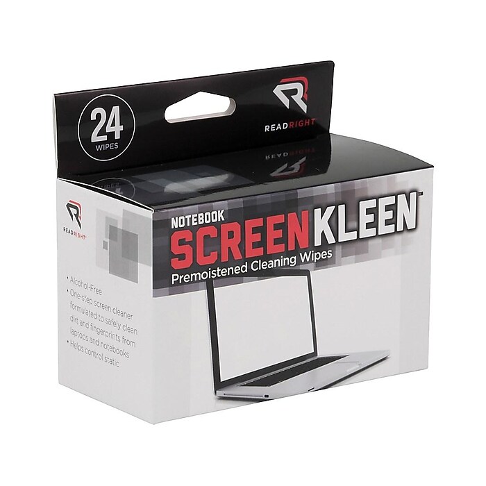 Read Right ScreenKleen Laptop Screen Cleaning Wipes, 24/Box