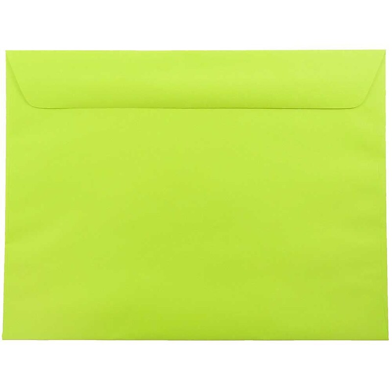 JAM Paper 9 x 12 Booklet Colored Envelopes, Ultra Lime Green, 100/Pack (5156771c) image 1