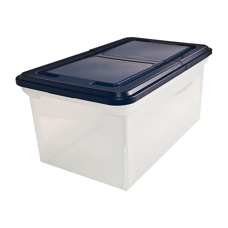 Advantus Extra Capacity File Storage Box with Lid, Letter Size, Clear/Navy (AVT-55797) image 1