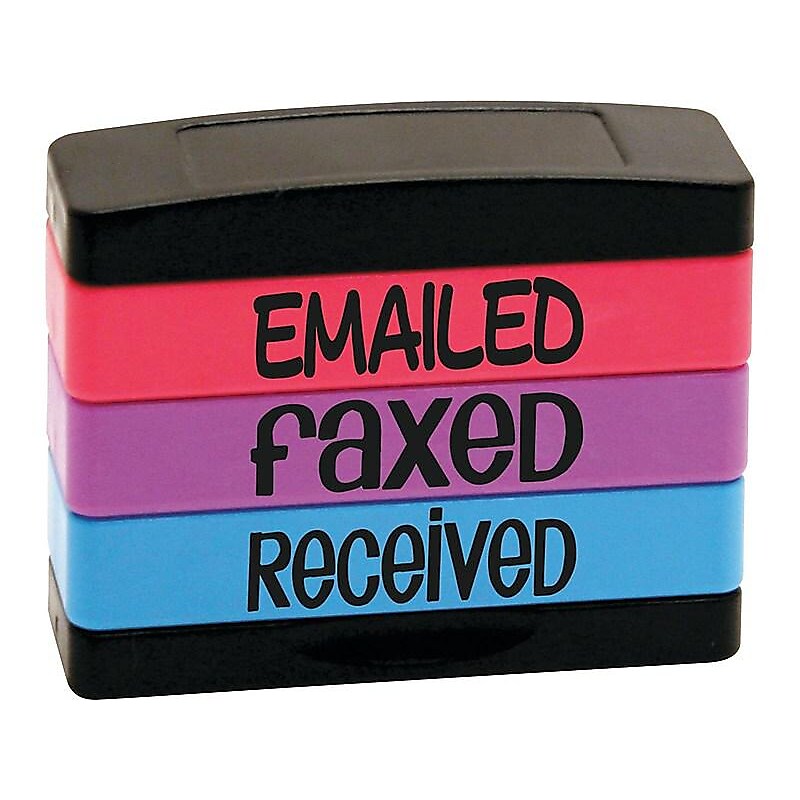 Stack Stamp Set, "EMAILED", "FAXED", "RECEIVED", Assorted Ink (8800) image 1