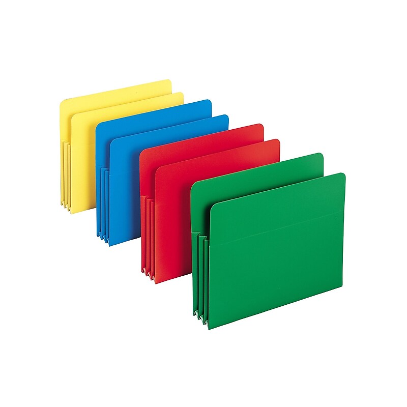 Smead Heavy Duty Poly File Pockets, 3-1/2" Expansion, Letter Size, Assorted Colors, 4/Box (73500) image 1