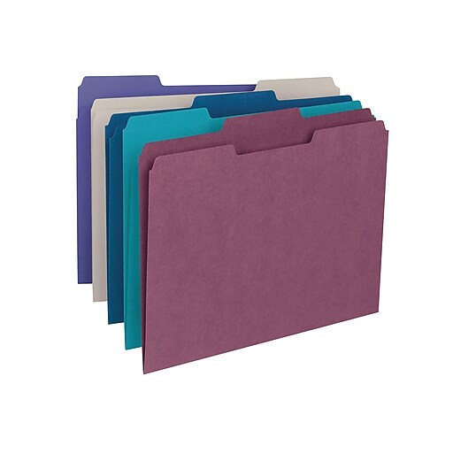 Smead File Folders, 1/3Cut Tab, Letter Size, Assorted Colors, 100/Box (11948) at Staples