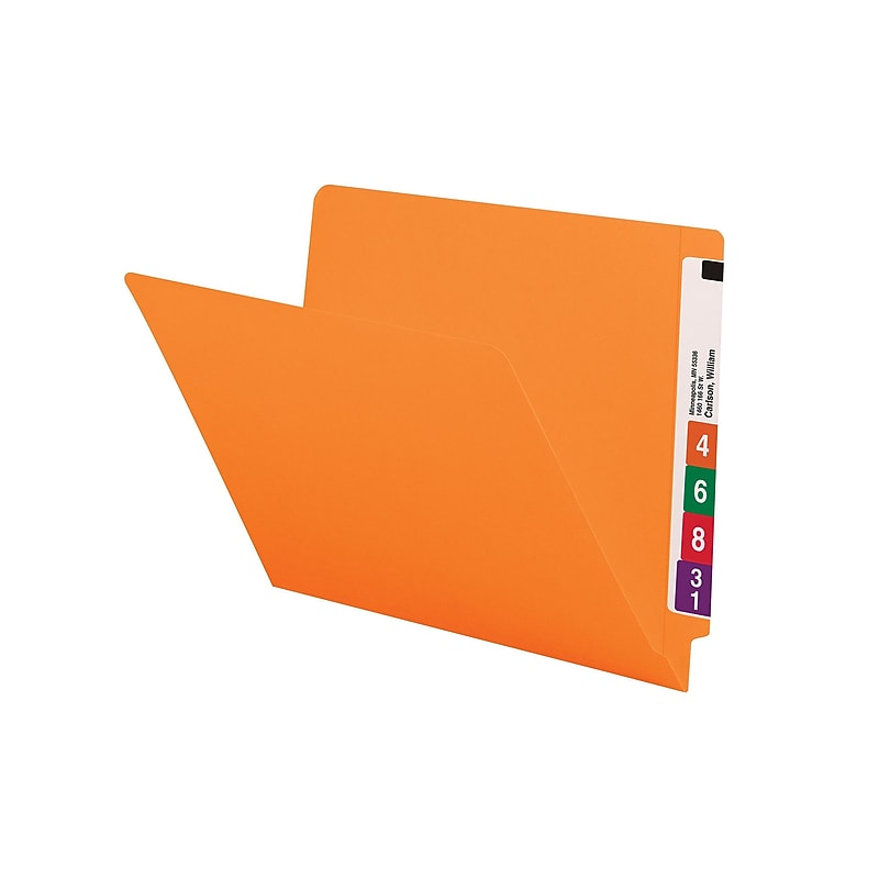 Smead End-Tab File Folders, Shelf-Master Reinforced Straight-Cut Tab, Letter Size, Orange, 100/Box (25510) image 1