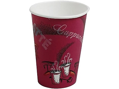 SOLO Cup Company Products - SOLO Cup Company - Bistro Design Hot Drink Cups, Paper, 12 oz., 300/Carton - Sold As 1 Carton - High-performance single-poly cup. - Upscale, coffee-themed appearance. - Ideal for food services.