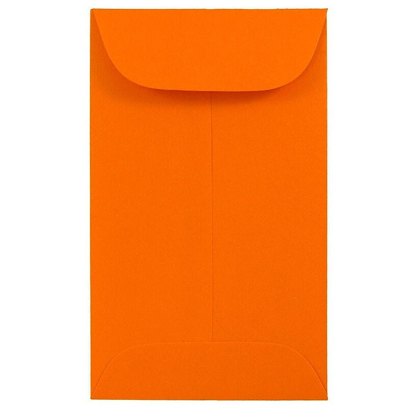 JAM Paper #3 Coin Business Colored Envelopes, 2.5 x 4.25, Orange Recycled, 50/Pack (356730538i) image 1