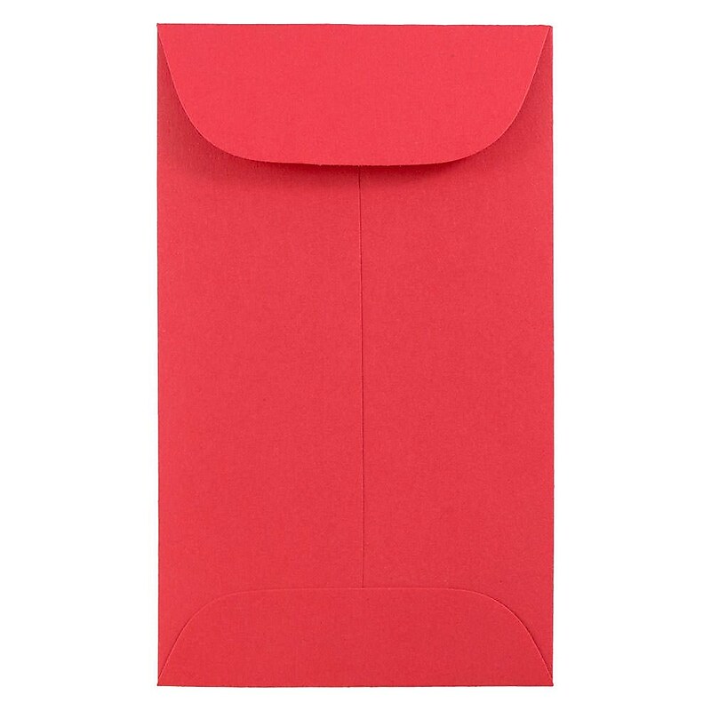 JAM Paper #3 Coin Business Colored Envelopes, 2.5 x 4.25, Red Recycled, 50/Pack (356730541i) image 1