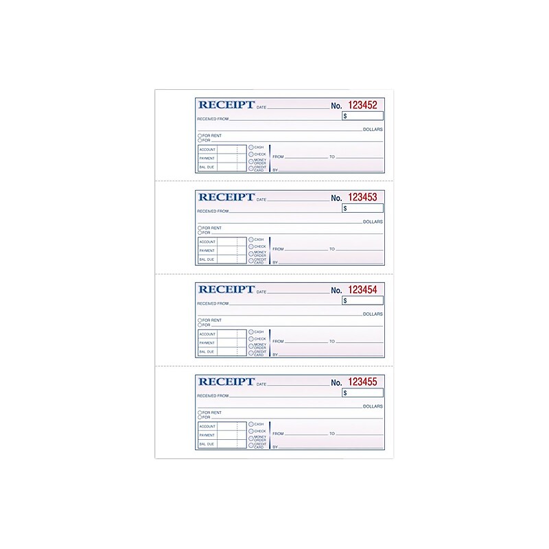 TOPS 2-Part Carbonless Receipts Book, 2.75"L x 7.13"W, 200 Forms/Book, Each (TOP 46806) image 1