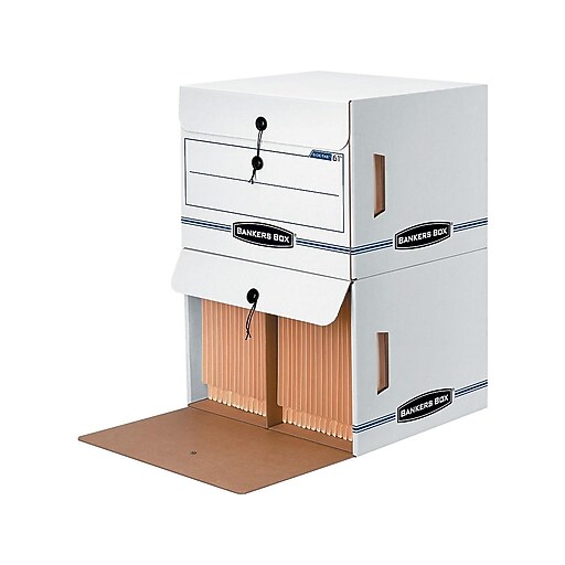 Bankers Box SideTab DropFront Corrugated File Storage Boxes, String