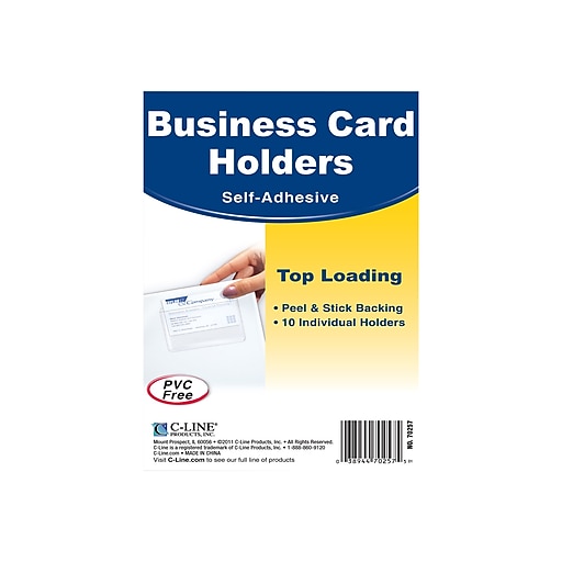 Adhesive-Back Business Card Holders 2 5/16 x 3 1/2 10 pack VINBUS3