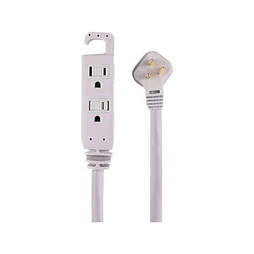 Staples 25' Extension Cord 3Outlet with Safety Covers, Gray (22129) at