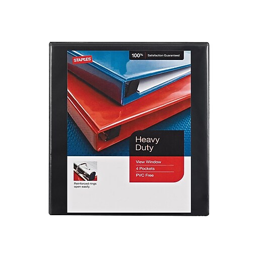 Staples Heavy Duty 1/2" 3Ring View Binders, Black (56230CC/26317) at