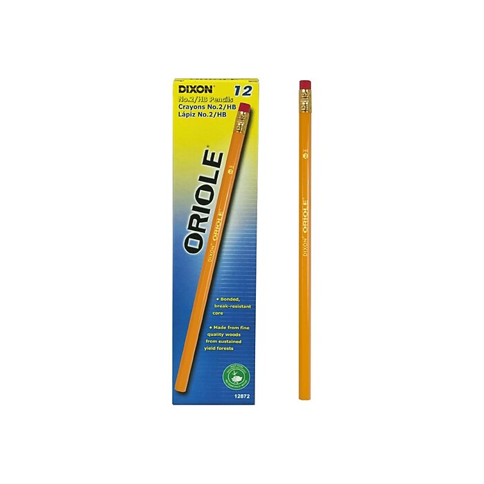 Dixon Oriole Wooden Pencil, 2mm, #2 Soft Lead, Dozen (12872) | Staples