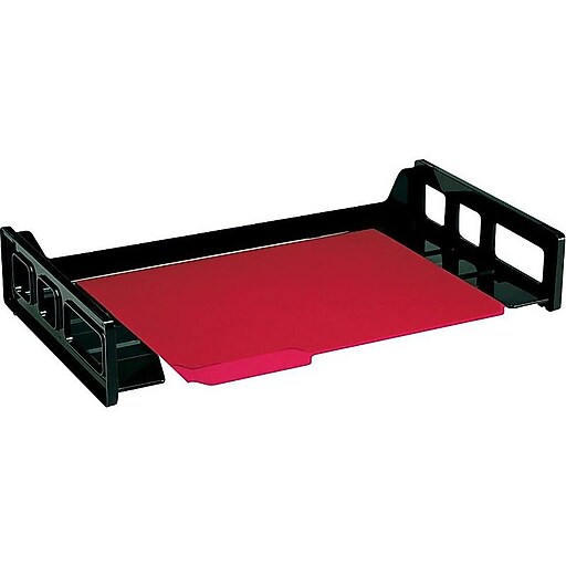 Staples Stackable Side Loading Letter Tray, Legal Size, Black Plastic
