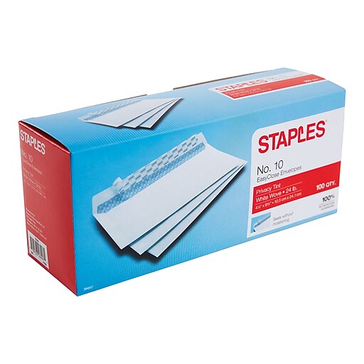 Staples Easy Close 10 SecurityTint Envelopes, 100/Box (394057/19037